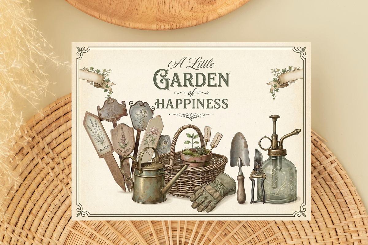 Vintage Gardening Elements Clipart, a Decorative Illustration by youtoview (Photo 6 of 13)