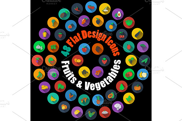48 Fruits And Vegetable Icons