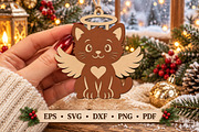 Cat Angel Bauble Laser Cut Wood File, an Object Graphic by Libby Wishes (Thumbnail 3 of 3)