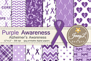 Alzheimer's Awareness Digital Papers, a Pattern Graphic by JennyL Designs (Thumbnail 1 of 5)