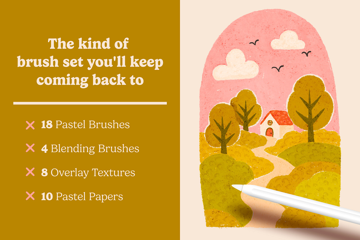 Creamy Oil Pastels For Procreate, a Brush Add-On by seamless team (Photo 2 of 5)