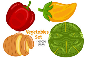 Vegetables Set Vector #04, an Object Graphic by MEDZ