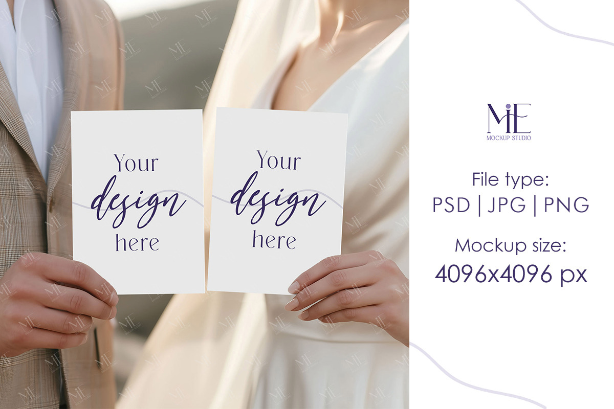 Wedding Invitation Cards Mockup Set, a Mockup by Mie Mockup Studio (Photo 3 of 7)