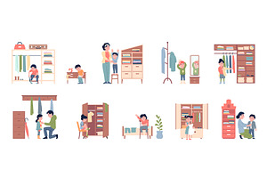 Children dress up. Kids trying, a Person Illustration by LadadikArt