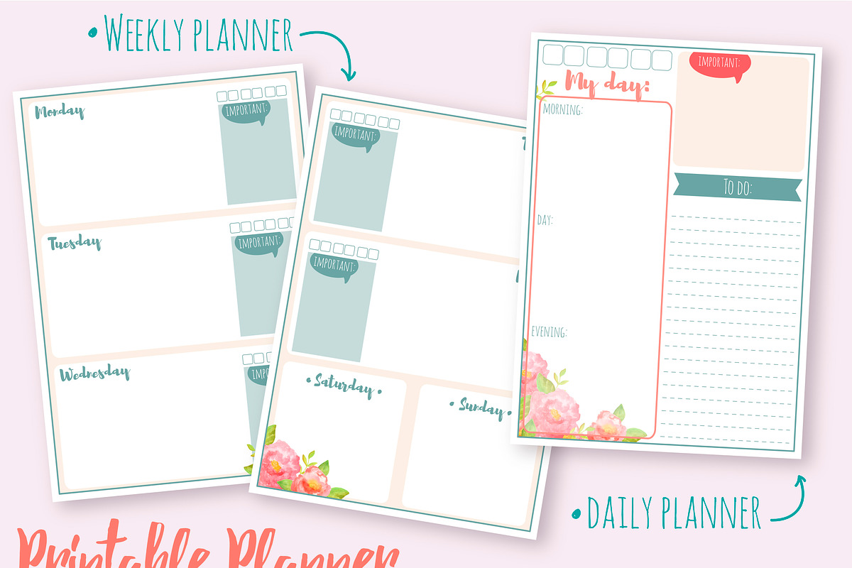 Flower planner - Watercolor Kit!, a Stationery Template by Fresh-shop (Photo 4 of 6)