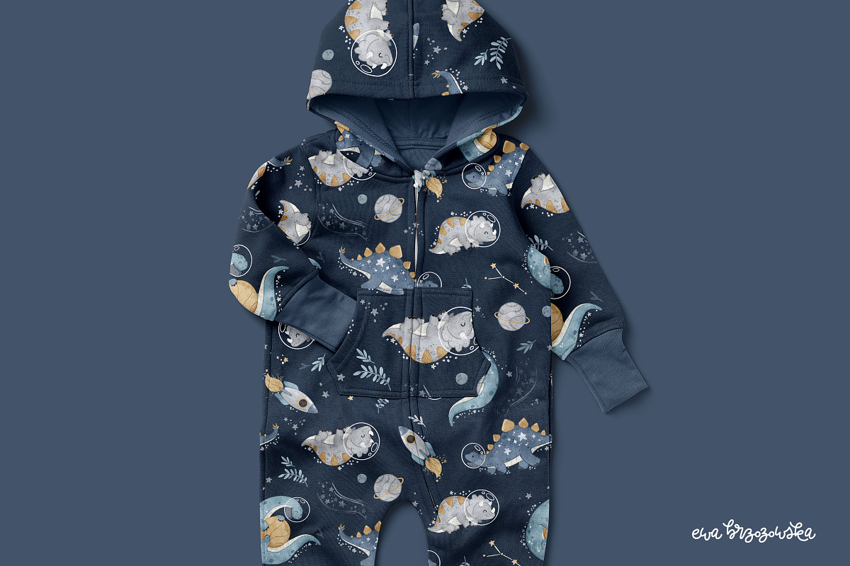 CosmoSaur- Dino Space pattern prints, a Pattern Graphic by Brzozowska (Photo 2 of 7)
