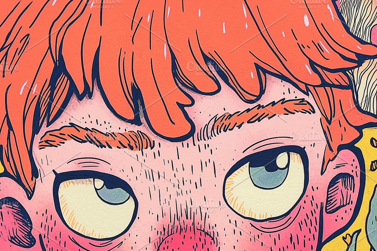 A close-up portrait of a little boy, a Person Illustration by Sybillla