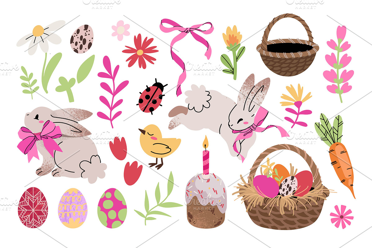 Hand drawn EASTER Stickers, a Seasonal Illustration by UnaAnya (Photo 4 of 7)