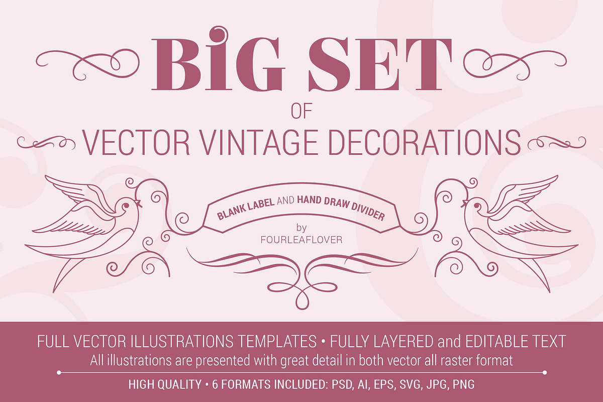 Big Vintage Frames & Decors Set, a Texture Illustration by FourLeafLover (Photo 1 of 10)