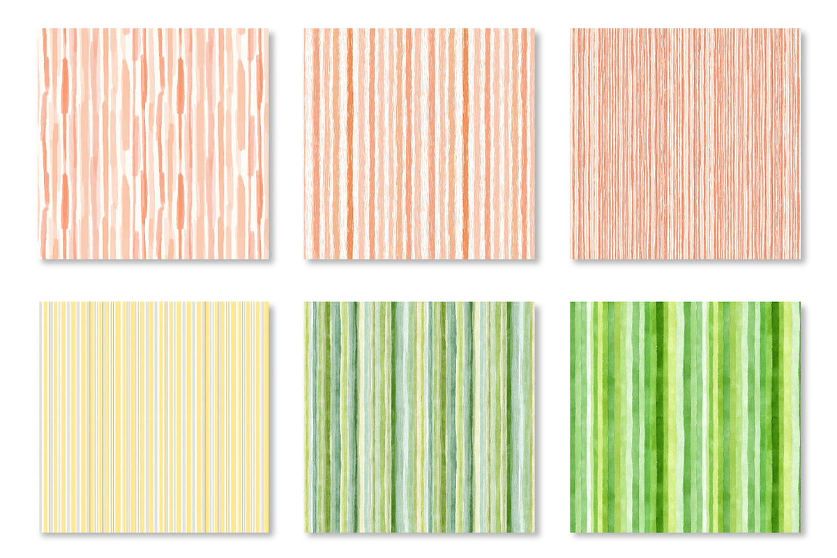 Watercolor Stripes Pattern Digital, an Illustration by CraftArtStudio (Photo 3 of 3)