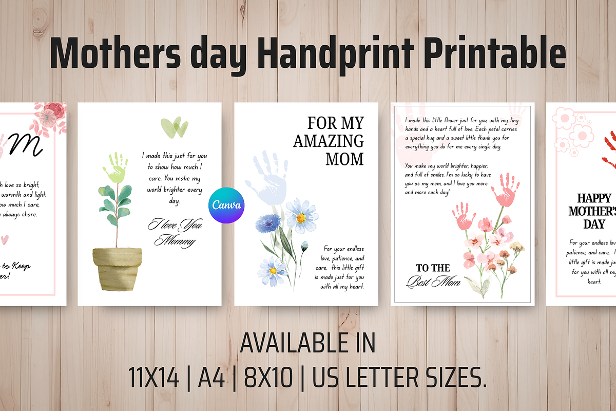 Mother Day Handprint Printable PDF, a Card Template by Snapybiz (Photo 2 of 10)