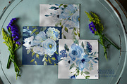 Watercolor Blue Florals Clipart Set, a Decorative Illustration by Patishop Art (Thumbnail 10 of 14)