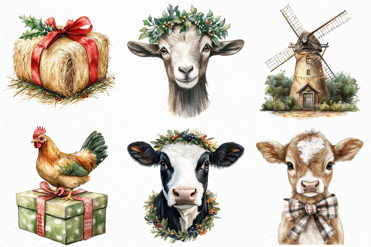 Christmas Farm Sublimation Clipart, an Illustration by Craft Nest (Photo 5 of 6)