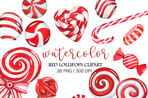 Watercolor Candy Cane Clipart, Png