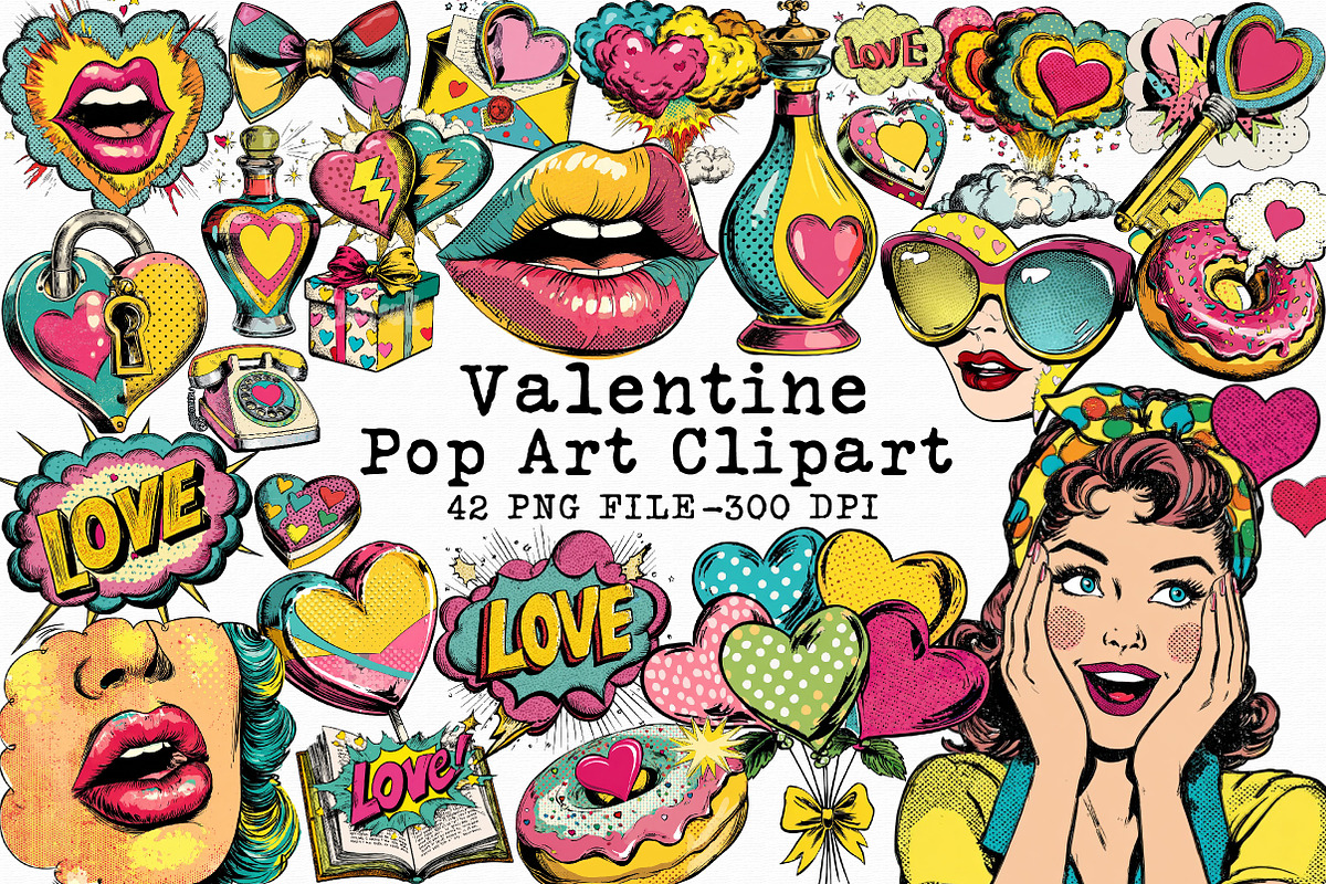 Pop Art Valentine Clipart, an Illustration by Libby Wishes (Photo 1 of 9)