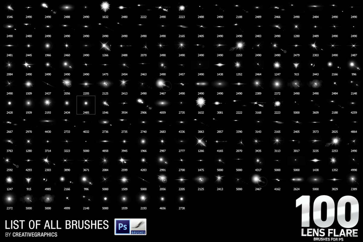 100 Lens Flare Brushes for Photoshop preview 7