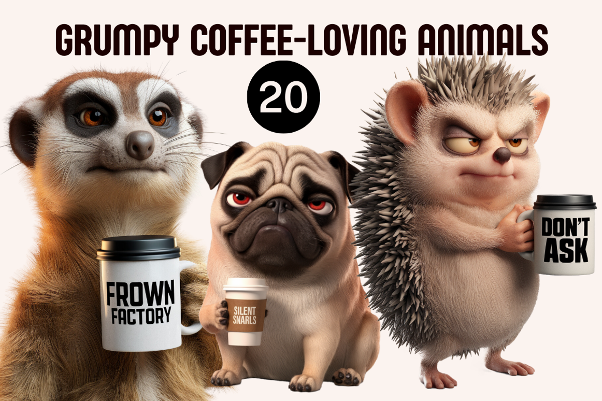 Grumpy Coffee-Loving Animals