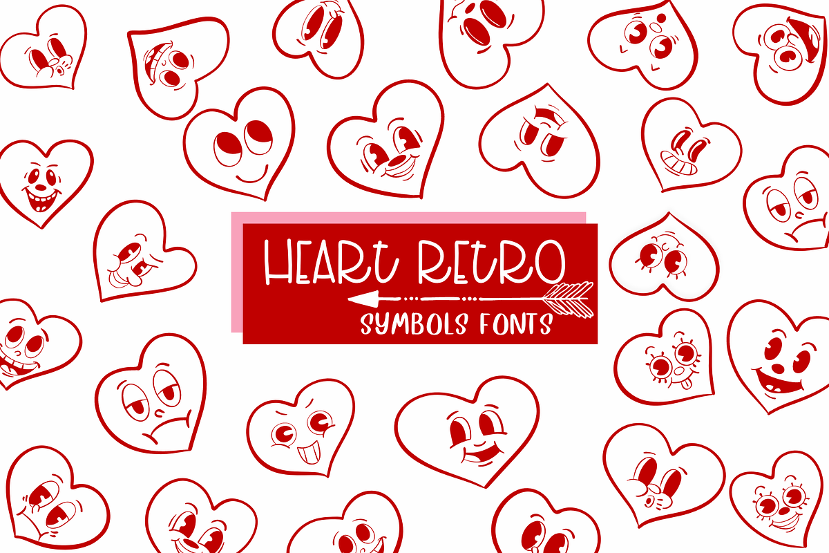 Heart Retro| Symbols Fonts, a Symbol Font by Sirinart (Photo 1 of 6)