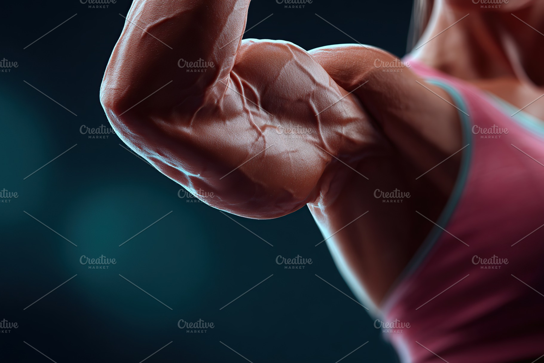 Muscular athlete showcasing impressive arm anatomy in side profile during train, a Sports & Recreation Photo by AlyaAnd