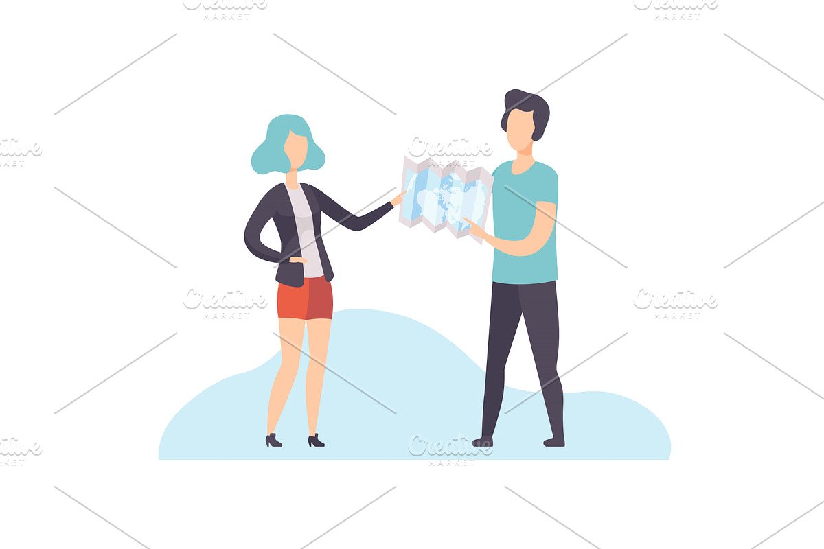 Young Man and Woman Standing and, a Person Illustration by TopVectors