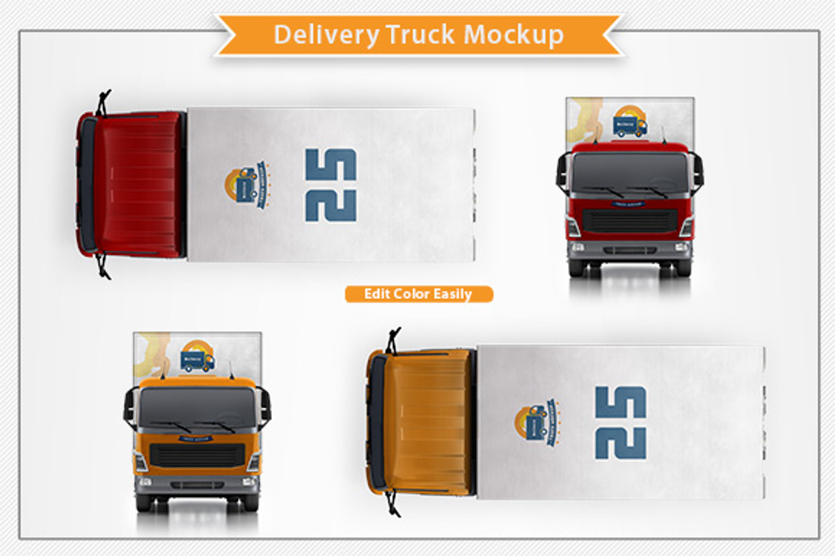 Delivery Truck Mockup PSD Pack, an Advertising Mockup by Plus Media (Photo 3 of 5)