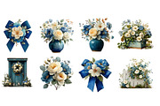 Cream and Blue Flowers Clipart, an Illustration by Designworld (Thumbnail 3 of 8)