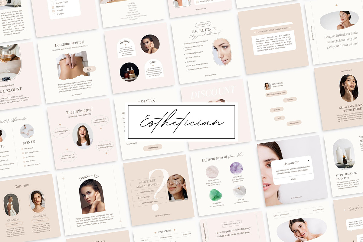 Esthetician Instagram templates, a Social Media Template by LiliesandBerries (Photo 1 of 23)