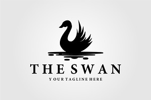 Swan Vintage Logo Vector Design