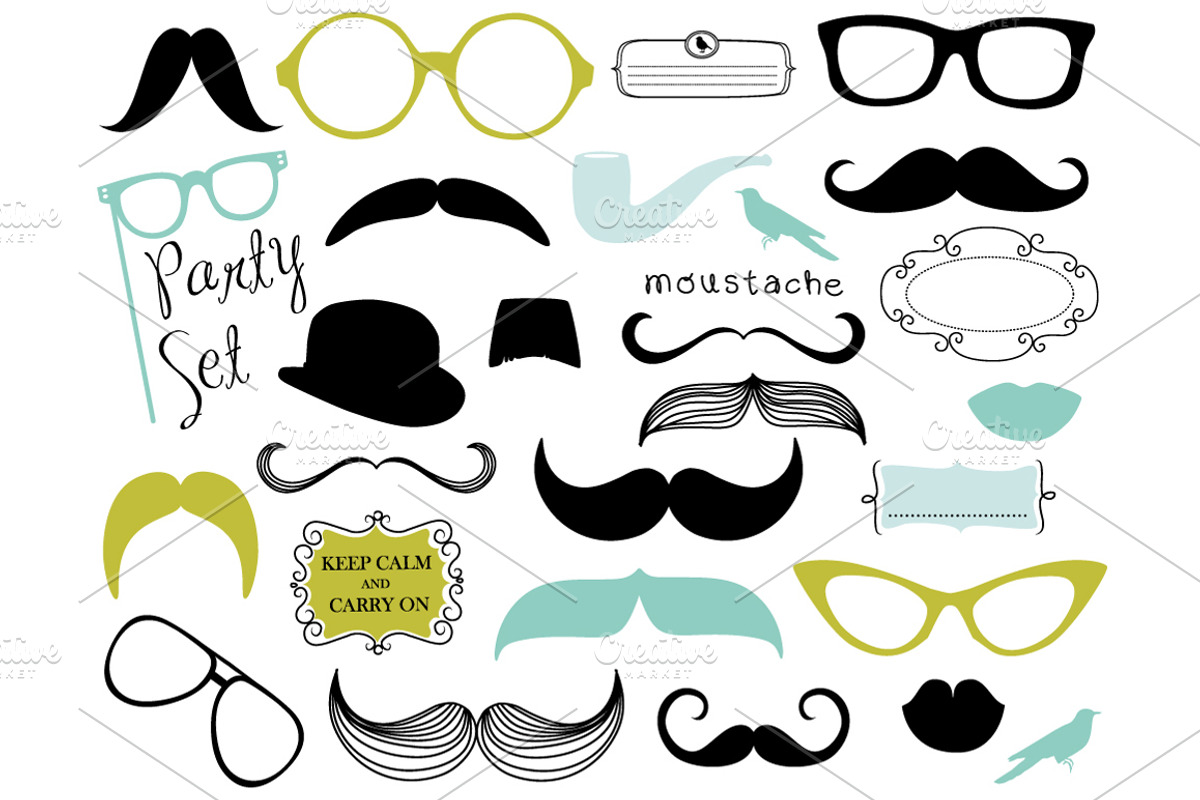 Mustache, Spectacles, Lips Clip Art, an Illustration by GraphicMarket (Photo 1 of 3)