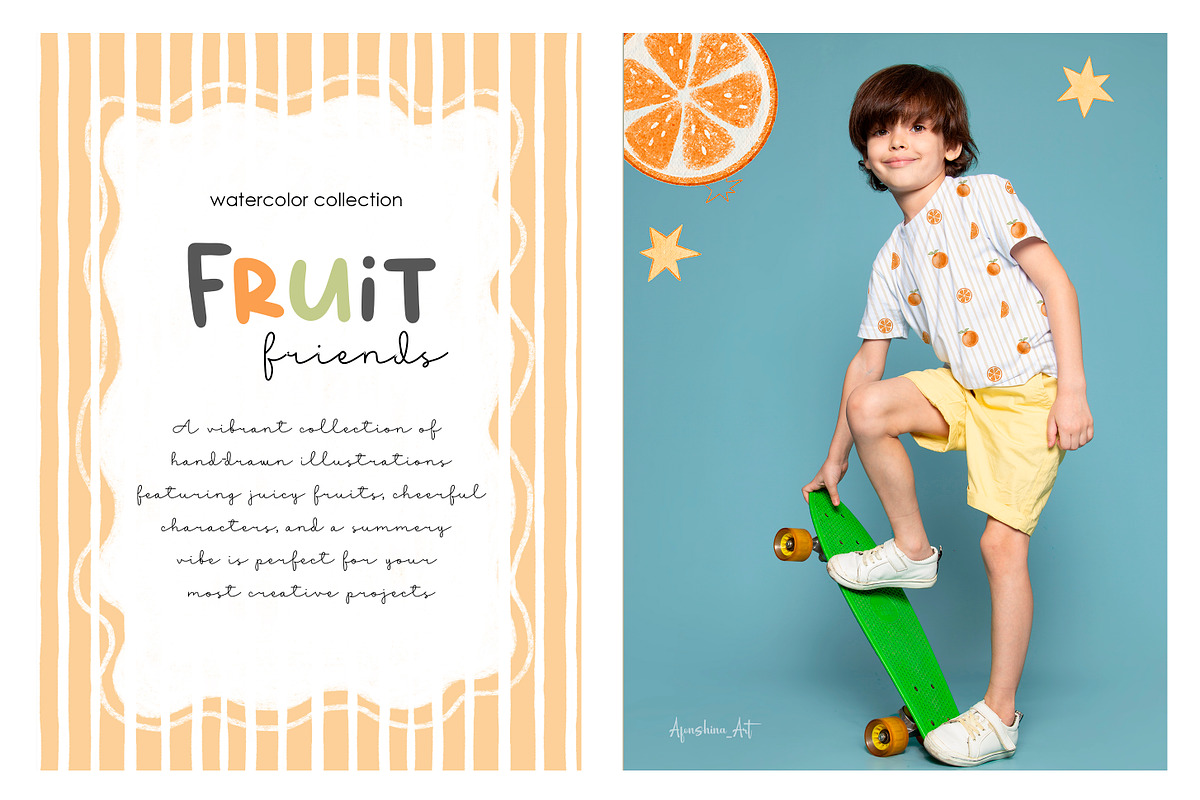 Fruit friends, watercolor collection, an Illustration by AfonshinaArt (Photo 2 of 16)