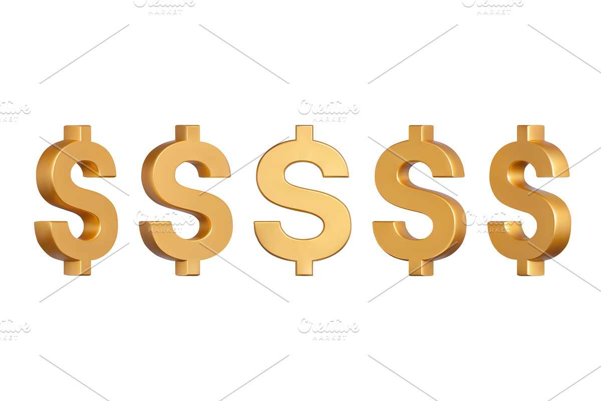 Golden dollar sign. 3D realistic, a Finance Illustration by winwin.art
