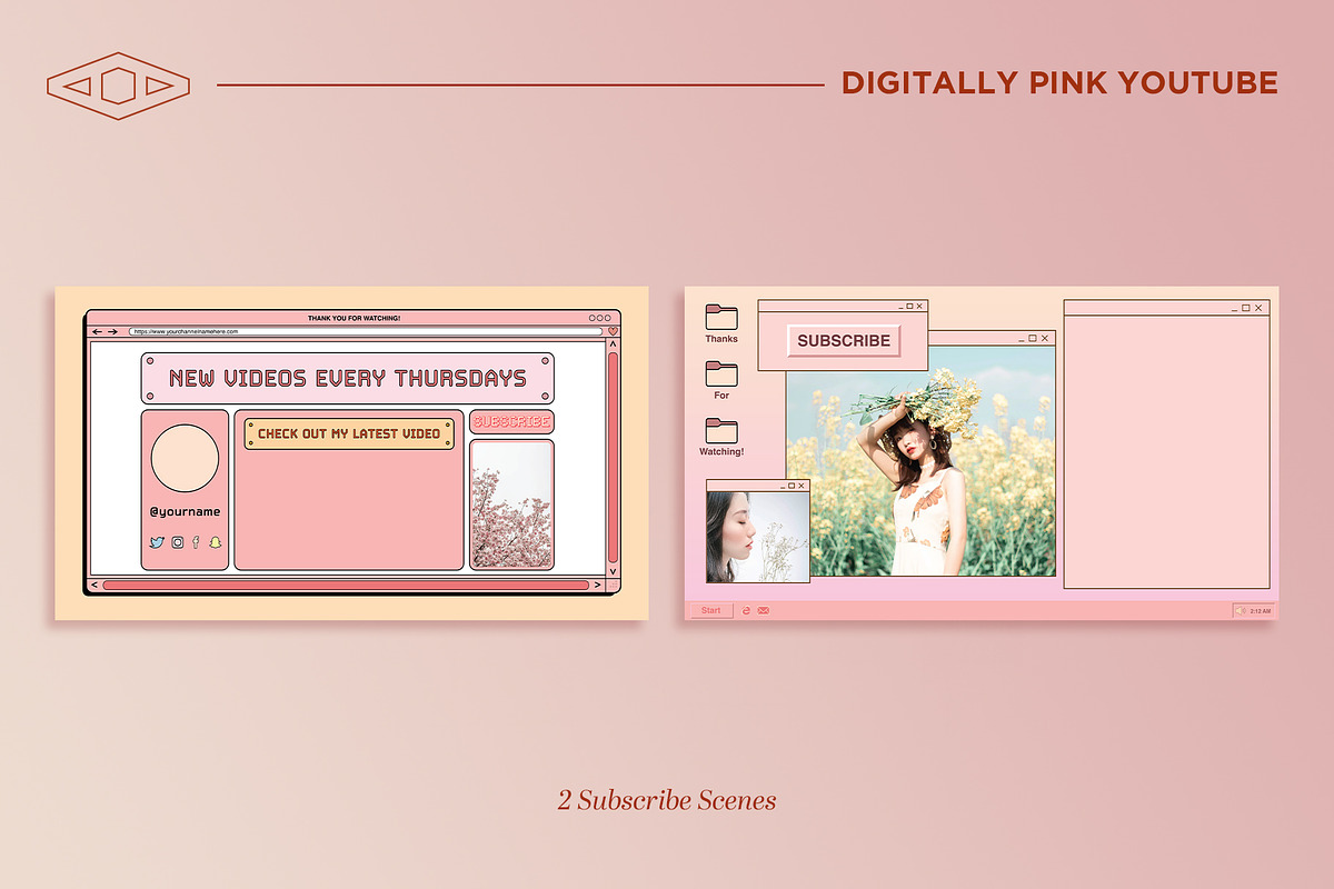 Digitally Pink Youtube Branding Kit, a Social Media Template by Tangerine Nation (Photo 6 of 16)