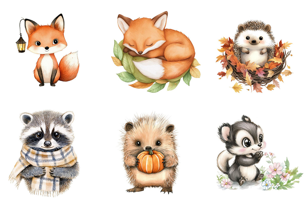 Woodland Animals Png, Cute Baby, an Illustration by CreationArt (Photo 3 of 5)