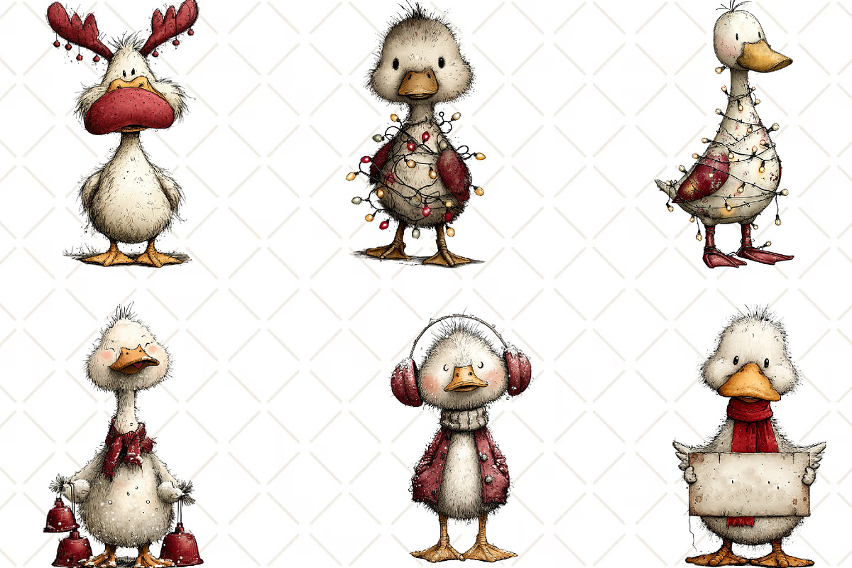 Christmas Duck Clipart, an Illustration by Black Bird Studio (Photo 4 of 6)