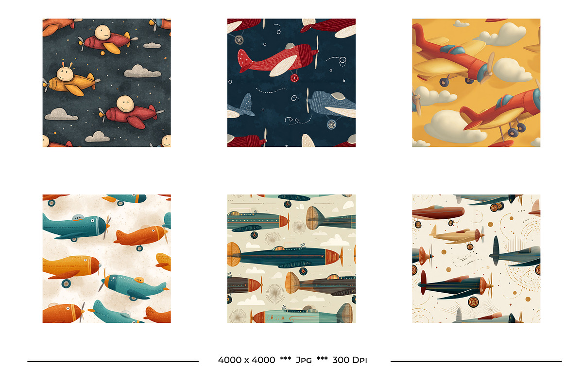 Toy Airplane Retro Art Style Pattern, a Pattern Graphic by karenfoleyphoto (Photo 6 of 9)