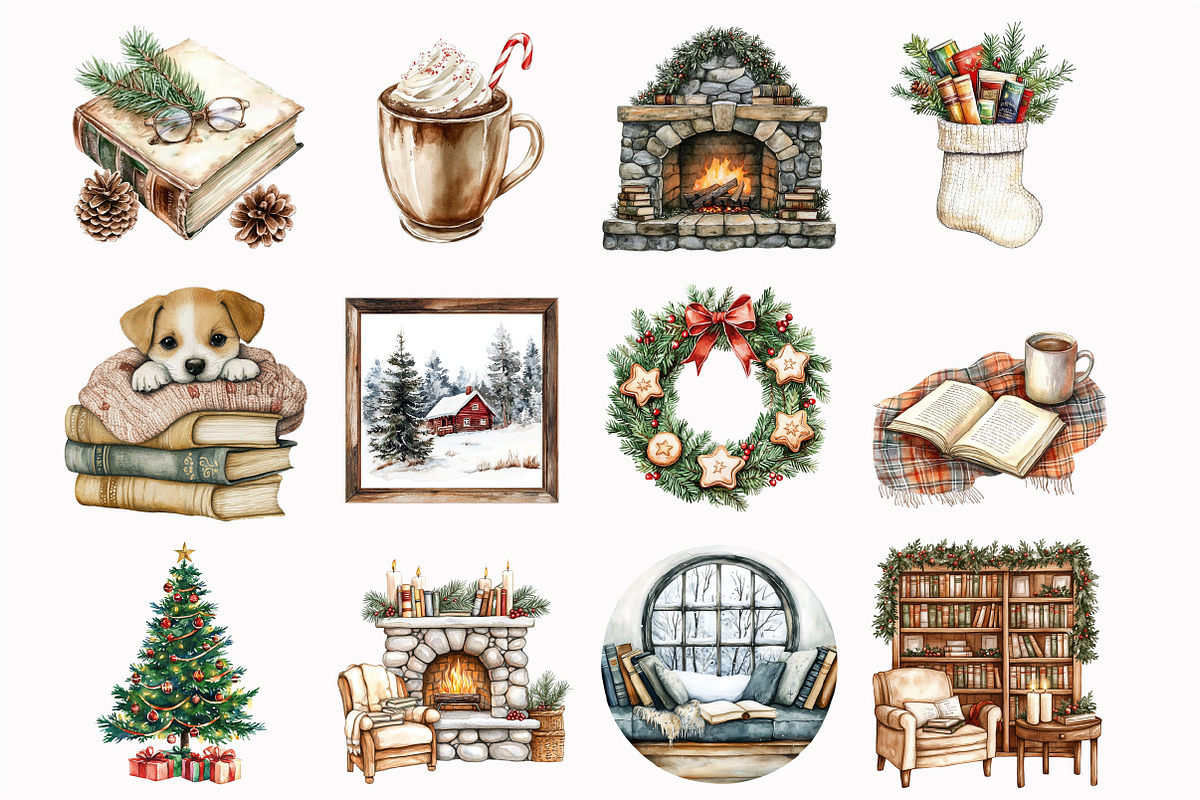 Cozy Christmas Reading Clipart, a Seasonal Illustration by Design Market (Photo 4 of 5)