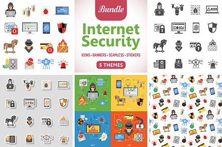 Internet Security Icons and Pattern, an Icon by TAlex