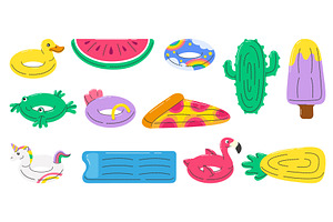 Cartoon rubber rings and mattress, an Object Illustration by Valerie Bodnar