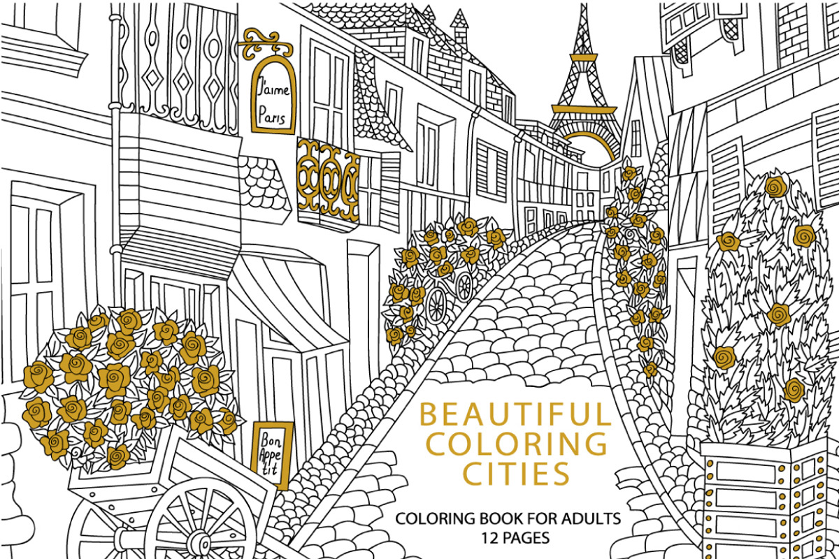 Cities coloring set - 12 pages, a Graphic by Lana Samokhina (Photo 1 of 14)