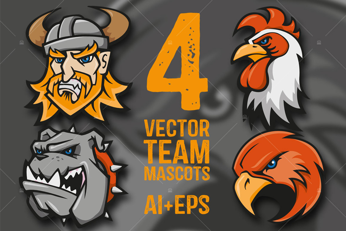 4 Vector Team Mascots, an Education Illustration by Robotrob Design Co. (Photo 1 of 3)