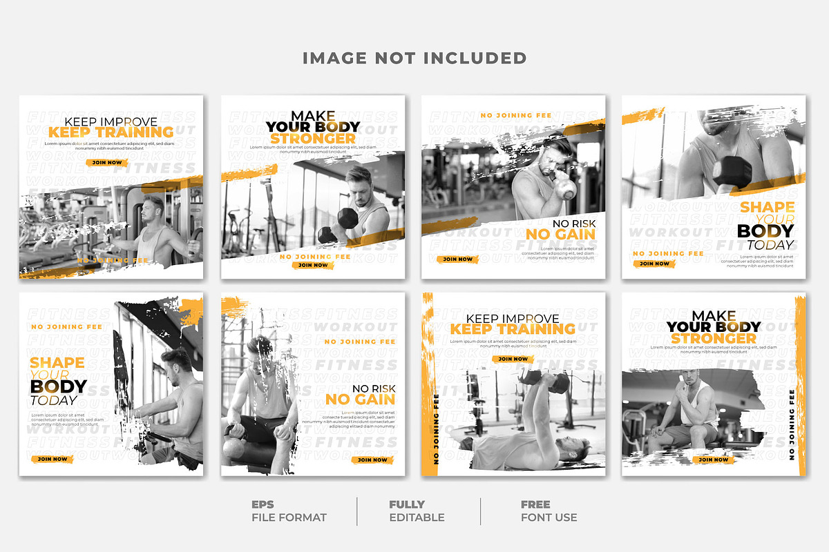 Gym social media post template, a Social Media Template by Warm Snow (Photo 3 of 5)