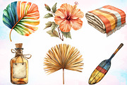 Watercolor Sepia Tropical Beach PNG, a Seasonal Illustration by Canvas Craft (Thumbnail 3 of 5)