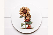 Whimsical Sunflower Girl Clipart, an Illustration by Designworld (Thumbnail 5 of 8)