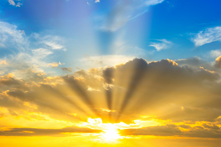 Sunset sky with sunset clouds and sun rays, a Nature Photo by Vapi