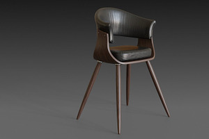 Wooden Chair With A Dark Leather