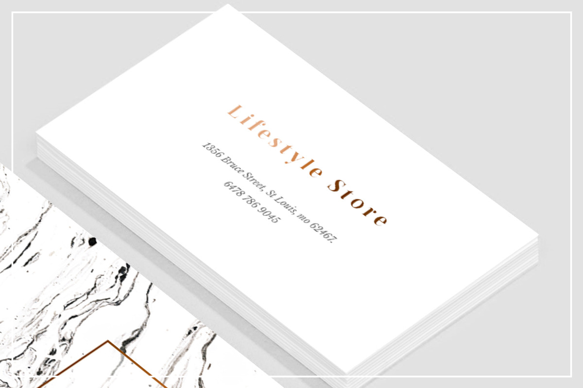White Marble + Copper Business Card, a Business Card Template by Human-made. Made to feel. (Photo 3 of 4)