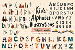 Kids Alphabet Illustrations, an Education Illustration by Anna Studio
