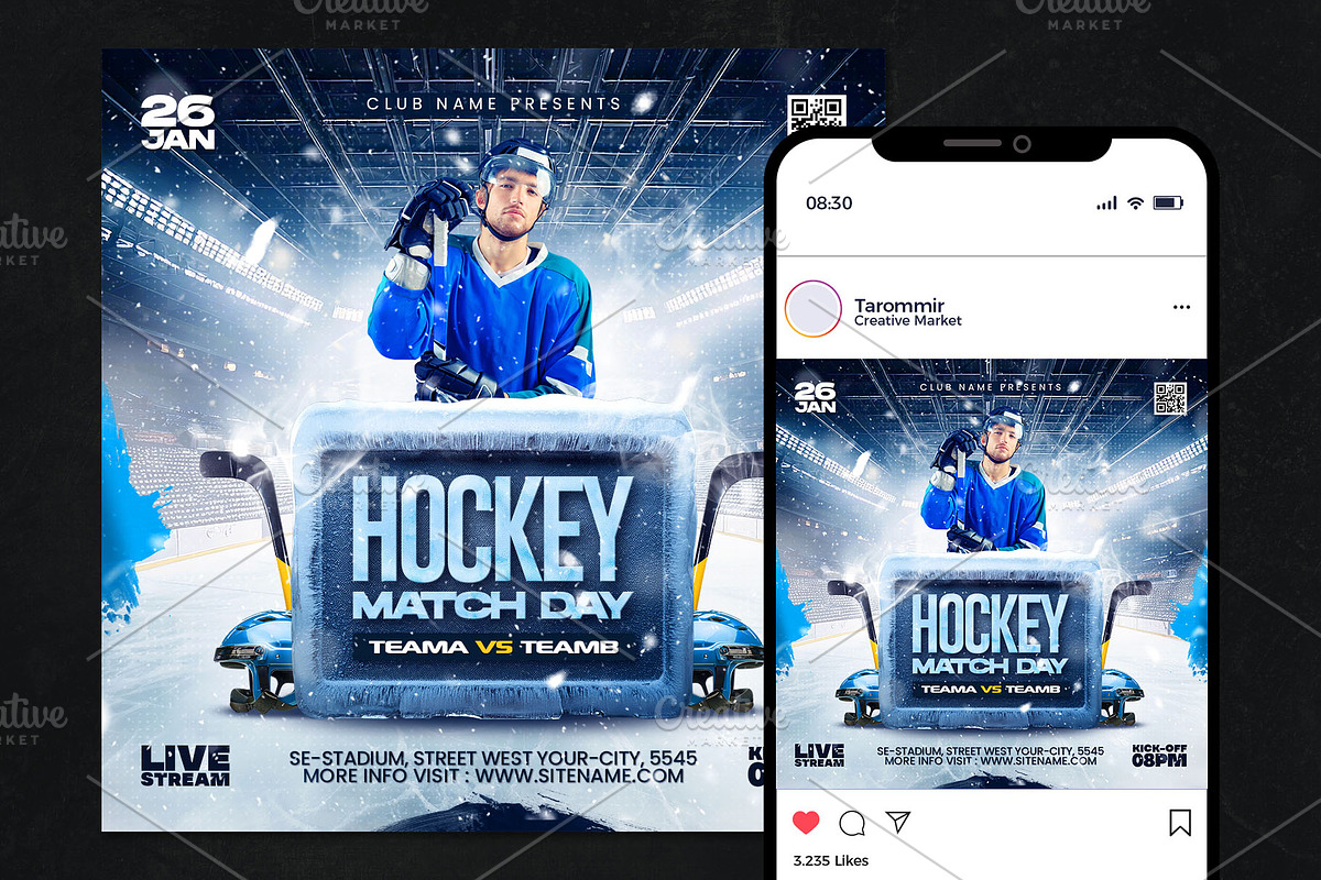 3 Hockey Flyer Template, a Flyer Template by Tarommir (Photo 7 of 7)