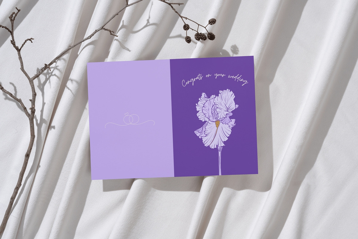 Iris Flower Purple Line Art Vector, an Illustration by ilonitta (Photo 7 of 7)