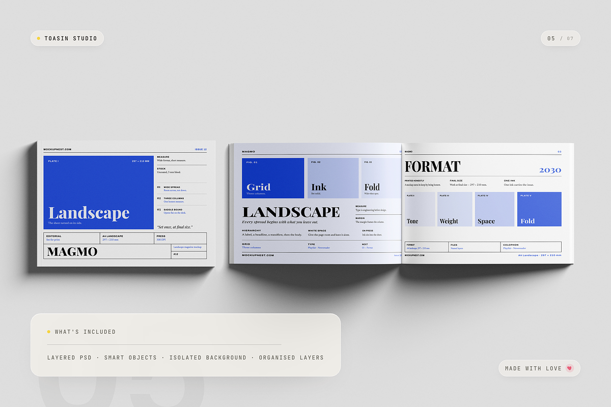 A4 Landscape Magazine Mockup, a Books & Magazine Mockup by Toasin Studio (Photo 5 of 7)
